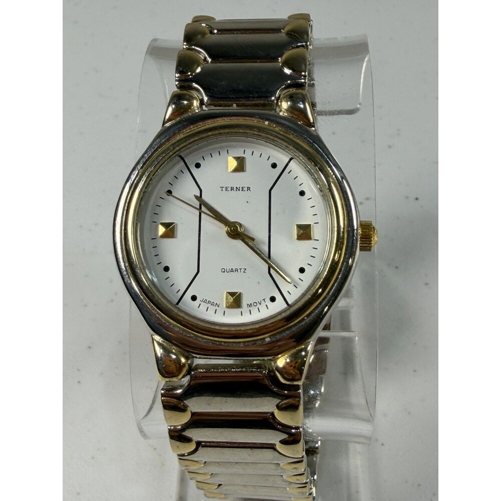 Terner Bijoux Two-Tone Quartz Watch 32mm Japan Movt Stretch Bracelet Runs